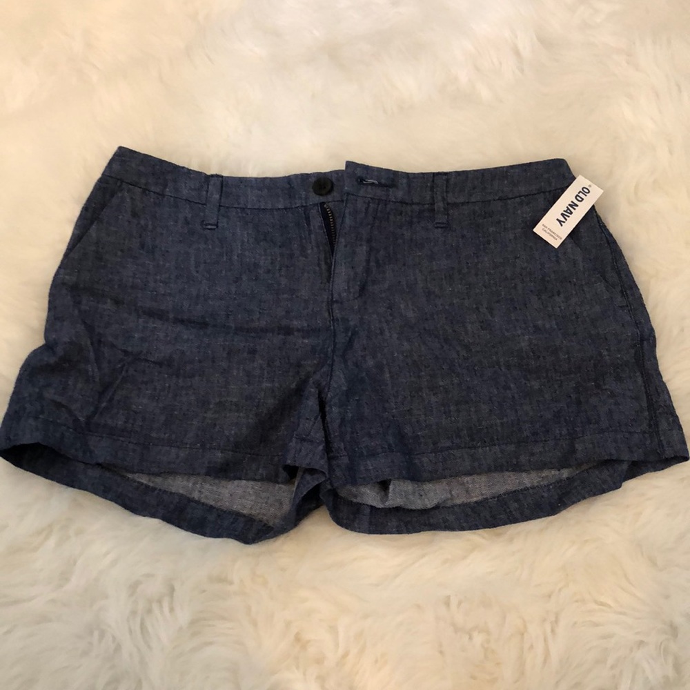 Dark blue denim shorts